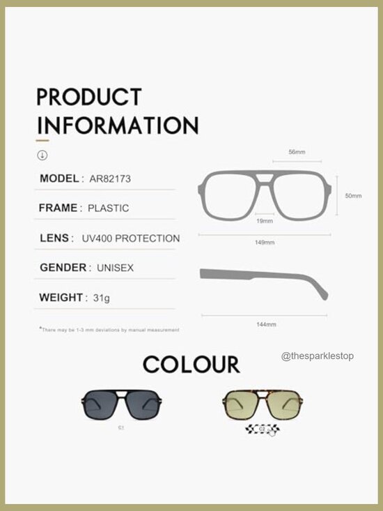 Retro Aviator Sunglasses Square Oversized 70s Classic UV Protection Unisex main image 5